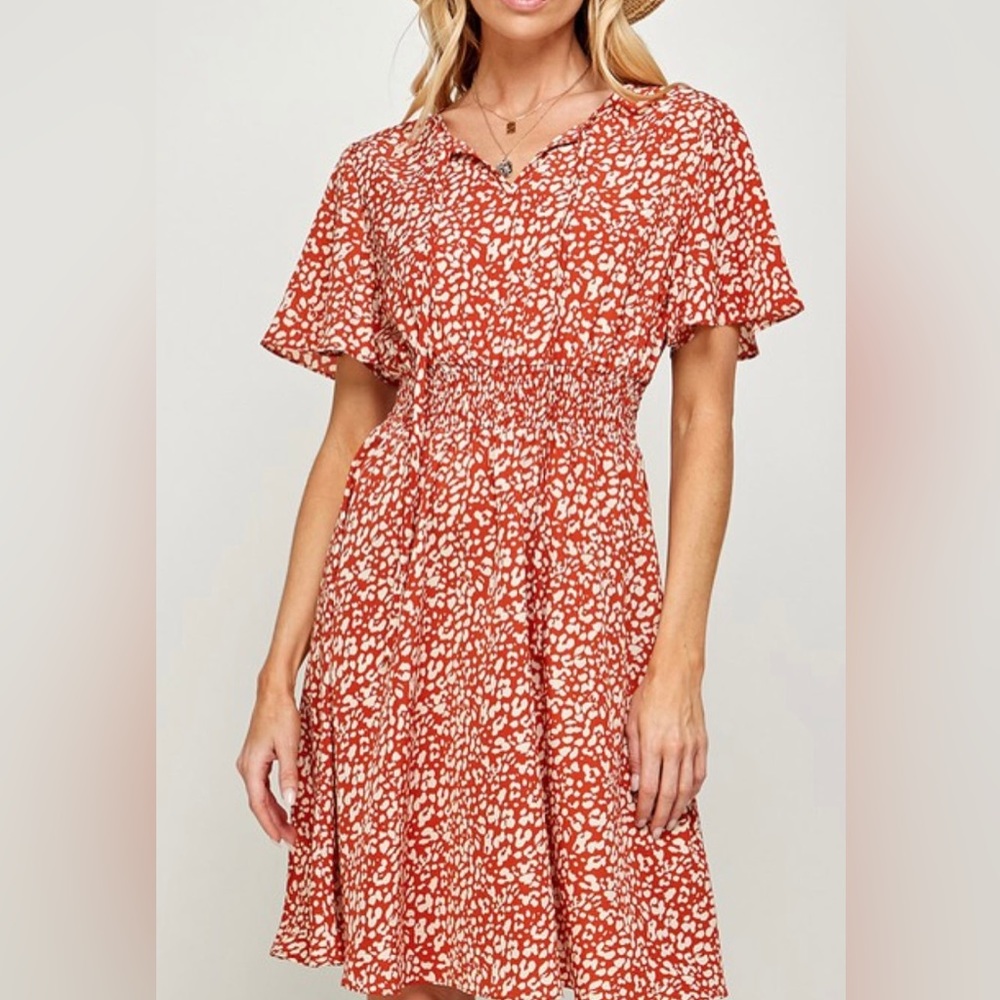 Smocked waist printed dress